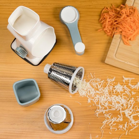 Cheese Grater Hand Crank Rotating Cheese Shredder Stainless Steel White - Picture 7 of 7